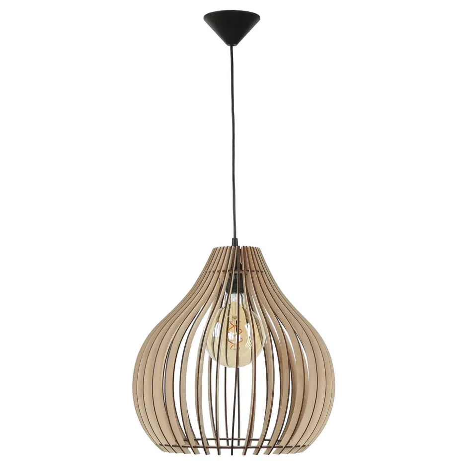 Sollux Pendelleuchte Holz rund Ø43cm Modern wohnlich NIGILIA< Holzlampen|Moderne Lampen