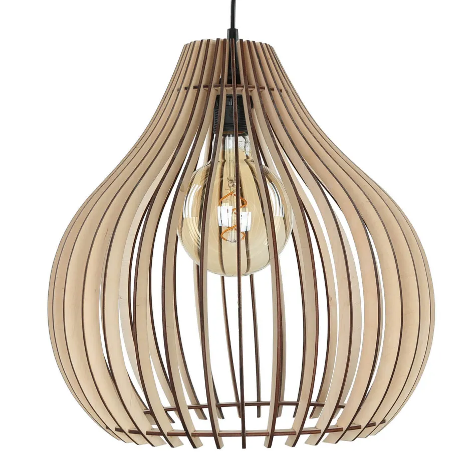 Sollux Pendelleuchte Holz rund Ø43cm Modern wohnlich NIGILIA< Holzlampen|Moderne Lampen