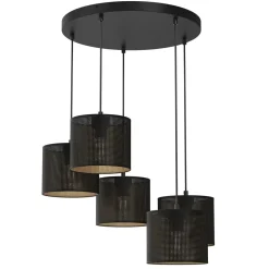 Luminex Pendelleuchte in Schwarz Gold Ø58 cm E27 Loft 5-flammig< Hängelampen|Bürolampen