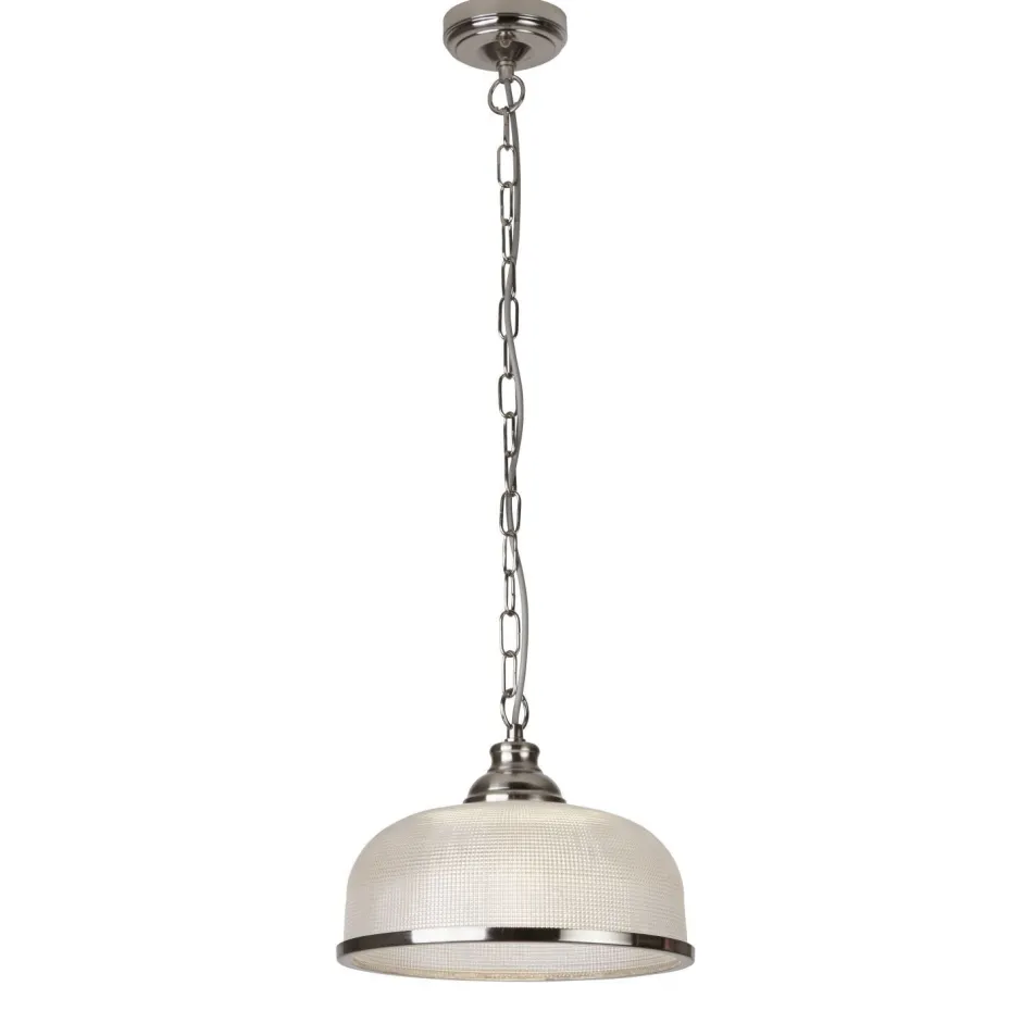 Wohnzimmerlampen|Glaslampen*Searchlight Pendelleuchte Jugendstil Ø 27 cm Glas Metall in Silber Klar