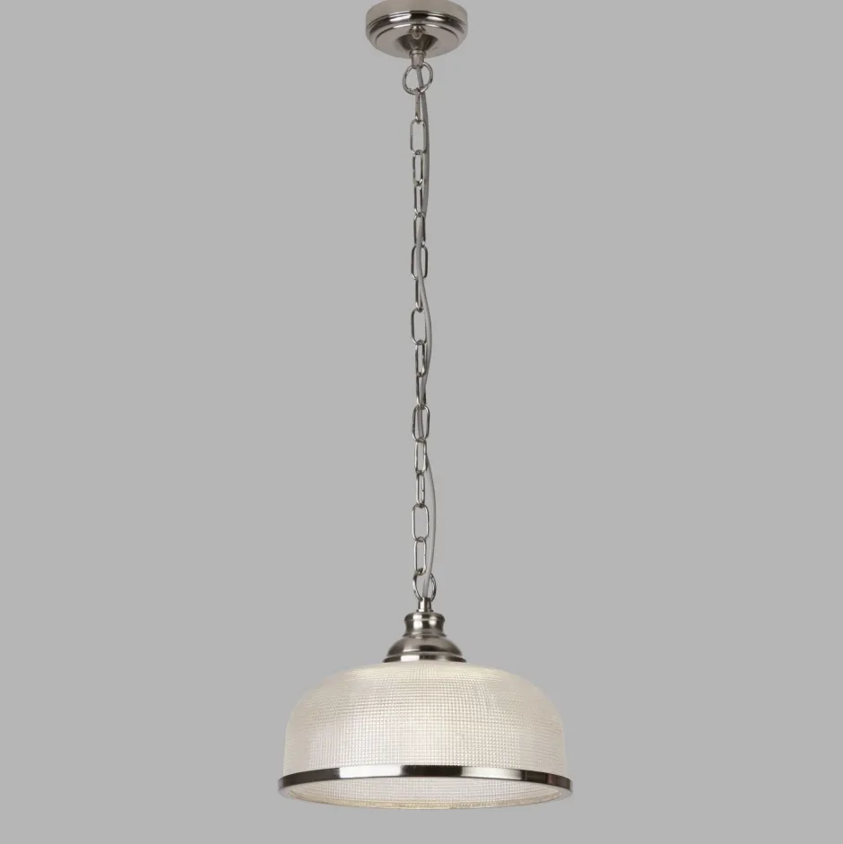 Wohnzimmerlampen|Glaslampen*Searchlight Pendelleuchte Jugendstil Ø 27 cm Glas Metall in Silber Klar