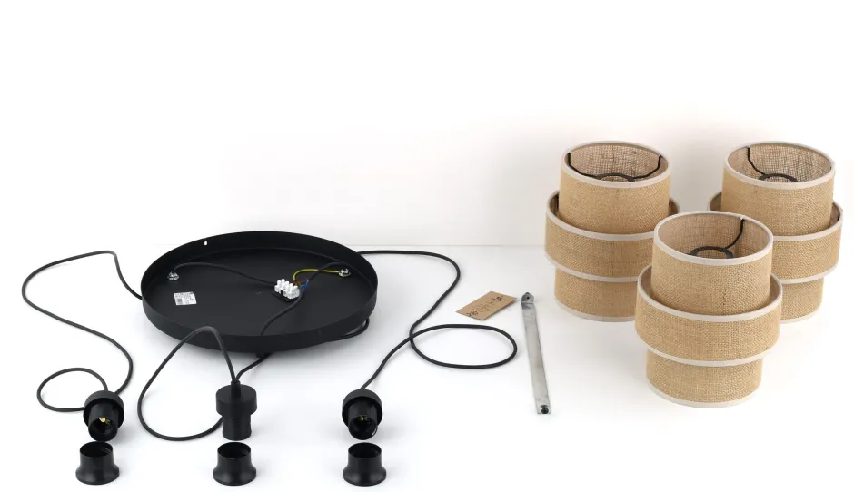 TK Lighting Pendelleuchte Jute Metall E27 H: max 145cm 3-flammig Boho< Hängelampen|Bürolampen