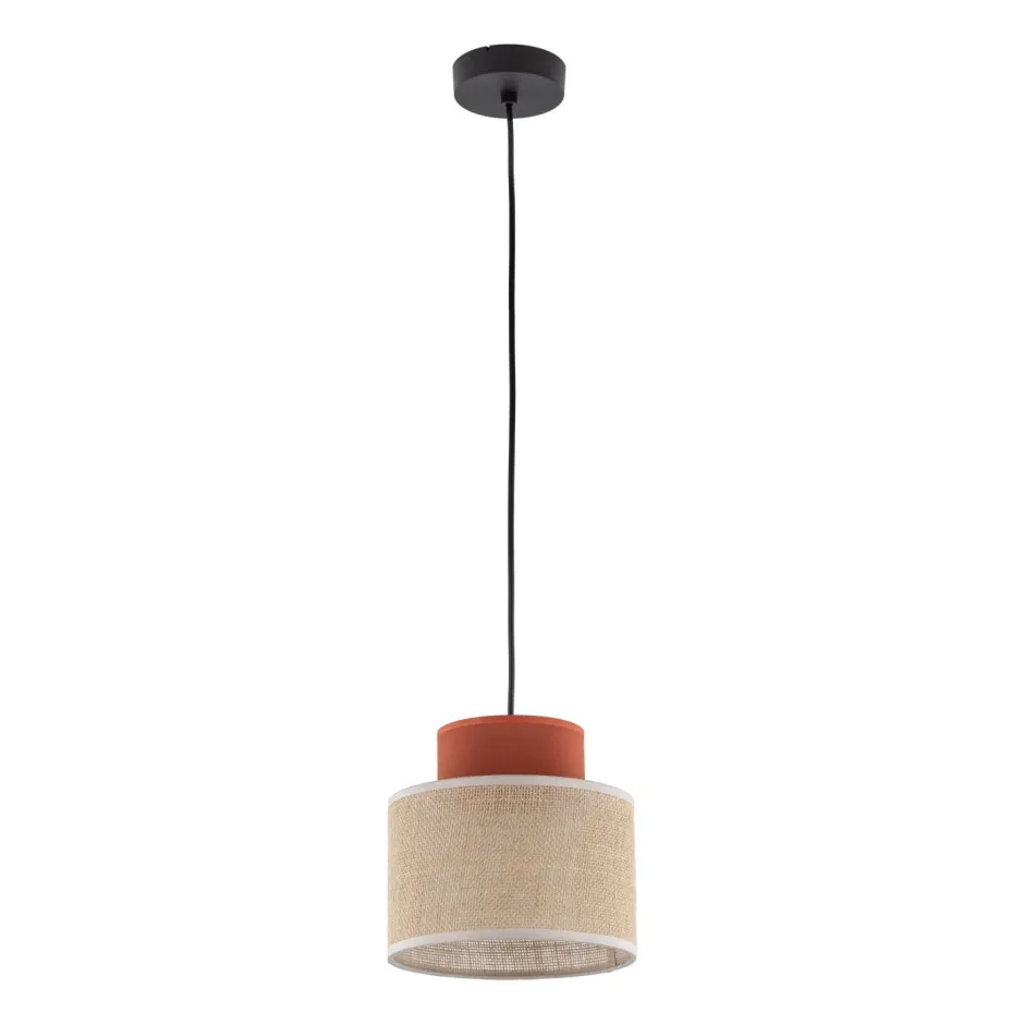 Hängelampen|Bürolampen*TK Lighting Pendelleuchte Jute Stoff Metall Ø 20 cm schmal Bunt E27