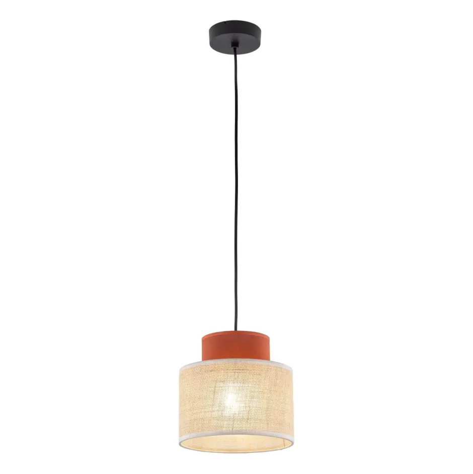 Hängelampen|Bürolampen*TK Lighting Pendelleuchte Jute Stoff Metall Ø 20 cm schmal Bunt E27