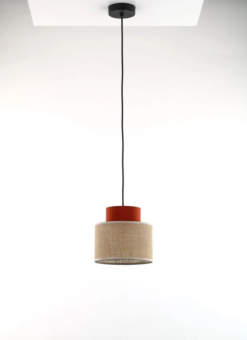 Hängelampen|Bürolampen*TK Lighting Pendelleuchte Jute Stoff Metall Ø 20 cm schmal Bunt E27