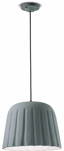 Wohnzimmerlampen|Keramiklampen*Ferroluce Pendelleuchte Keramik Ø 40 cm Handarbeit Grau E27
