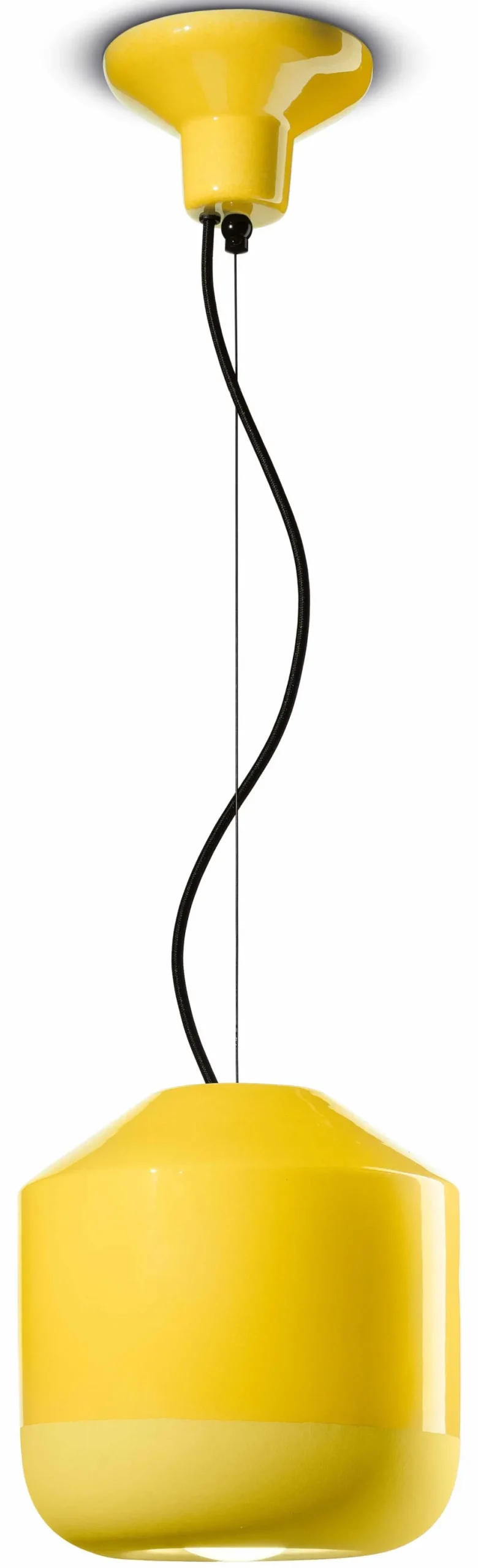 Ferroluce Pendelleuchte Keramik Ø 24 cm H: max. 145 cm Gelb E27< Wohnzimmerlampen|Keramiklampen