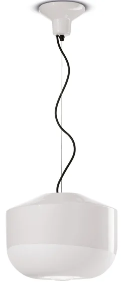 Ferroluce Pendelleuchte Keramik D: 35 cm rund H: max. 148 cm Weiß< Wohnzimmerlampen|Keramiklampen