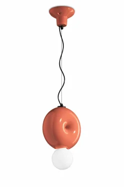 Wohnzimmerlampen|Keramiklampen*Ferroluce Pendelleuchte Keramik E27 H: max. 119 cm Orange rund