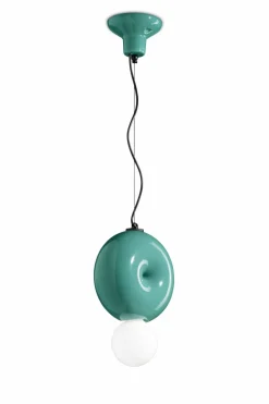 Wohnzimmerlampen|Keramiklampen*Ferroluce Pendelleuchte Keramik E27 H: max. 119 cm Türkis rund