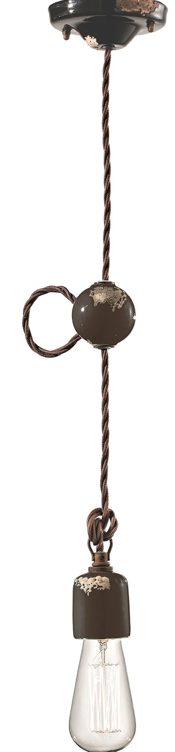 Ferroluce Pendelleuchte Keramik E27 H: max. 120 cm Vintage Design< Bürolampen|Wohnzimmerlampen