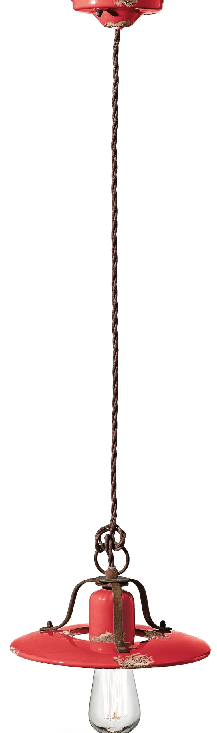 Wohnzimmerlampen|Keramiklampen*Ferroluce Pendelleuchte Keramik Metall E27 Ø 25 cm Rot Industrial