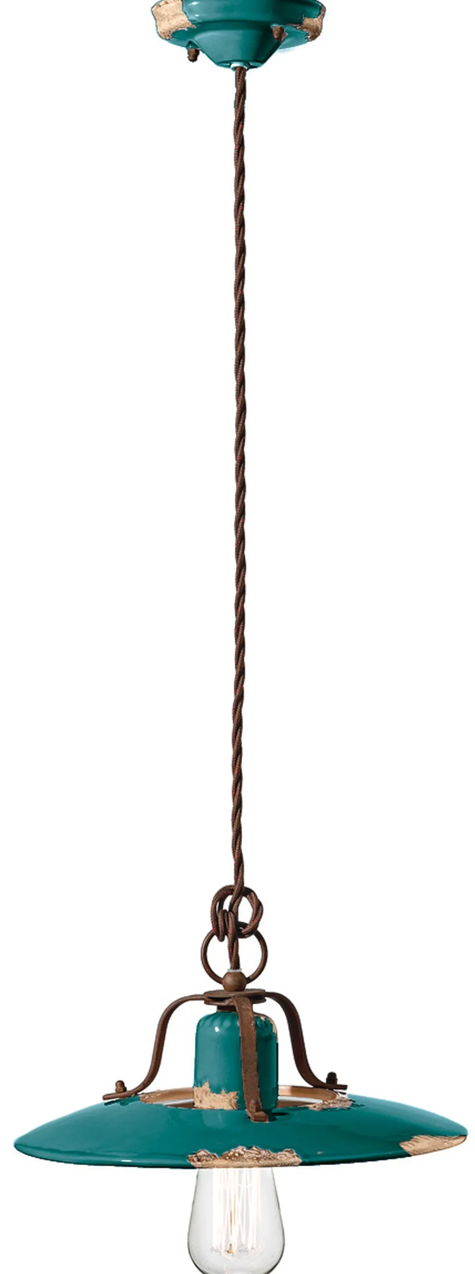 Wohnzimmerlampen|Keramiklampen*Ferroluce Pendelleuchte Keramik Metall E27 Ø 30 cm rund Petrol