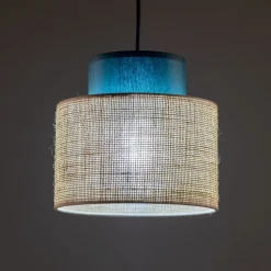 TK Lighting Pendelleuchte klein Ø 20 cm verstellbar Jute Stoff E27< Hängelampen|Bürolampen
