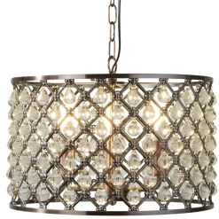 Searchlight Pendelleuchte Kristall Ø 38 cm 3x E14 in Kupfer antik< Hängelampen|Wohnzimmerlampen