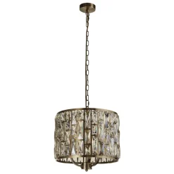 Searchlight Pendelleuchte Kristall Ø 38 cm in Messing Antik Champagner E14< Hängelampen|Wohnzimmerlampen