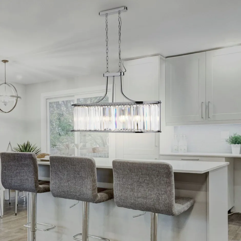 Searchlight Pendelleuchte Kristall 78 cm lang H: max. 1,5 cm 2x E14< Hängelampen|Esszimmer Lampen