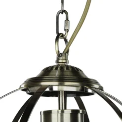 Glaslampen|Rustikale Lampen*Searchlight Pendelleuchte Kugel Ø 32 cm 3x E14 in Messing antik Jugendstil