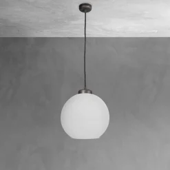 Giovanni Battista Pendelleuchte Kugel Ø 24 cm Messing Glas E27 in Bronze Weiß< Deckenleuchten|Hängelampen