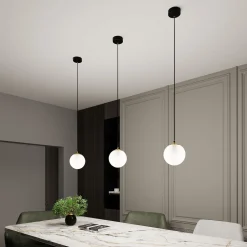 Emibig Pendelleuchte Kugelschirm Schwarz Weiß Gold E14< Hängelampen|Esszimmer Lampen