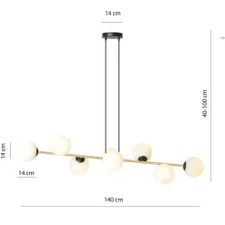 Hängelampen|Bürolampen*Emibig Pendelleuchte lang 140 cm E14 in Schwarz Weiß Gold