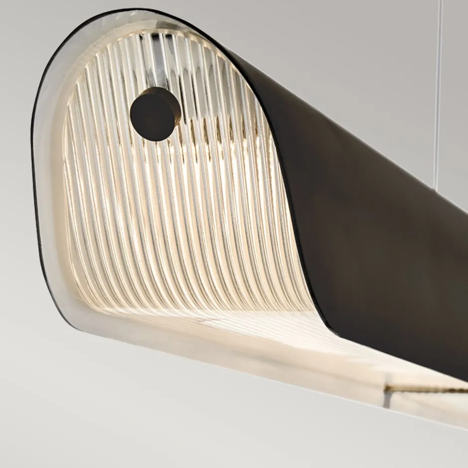 Elstead Pendelleuchte LED 116,8 cm lang Metall Glas Schwarz Modern< Hängelampen|Led Lampen