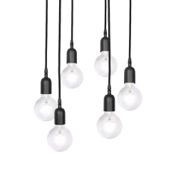 Giovanni Battista Pendelleuchte Messing Eisen Ø 40 cm 6-flammig E27 Schwarz< Bürolampen|Lampen Aus Aller Welt