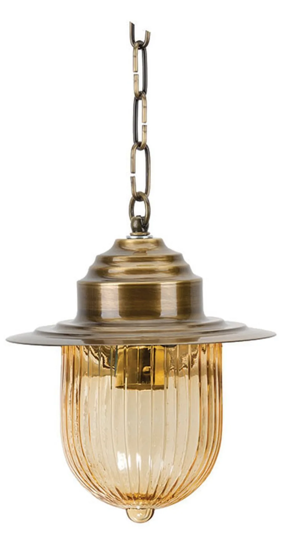 Lido Pendelleuchte Messing geriffeltes Glas wetterfest< Außenleuchten Antik|Außenleuchten Messing