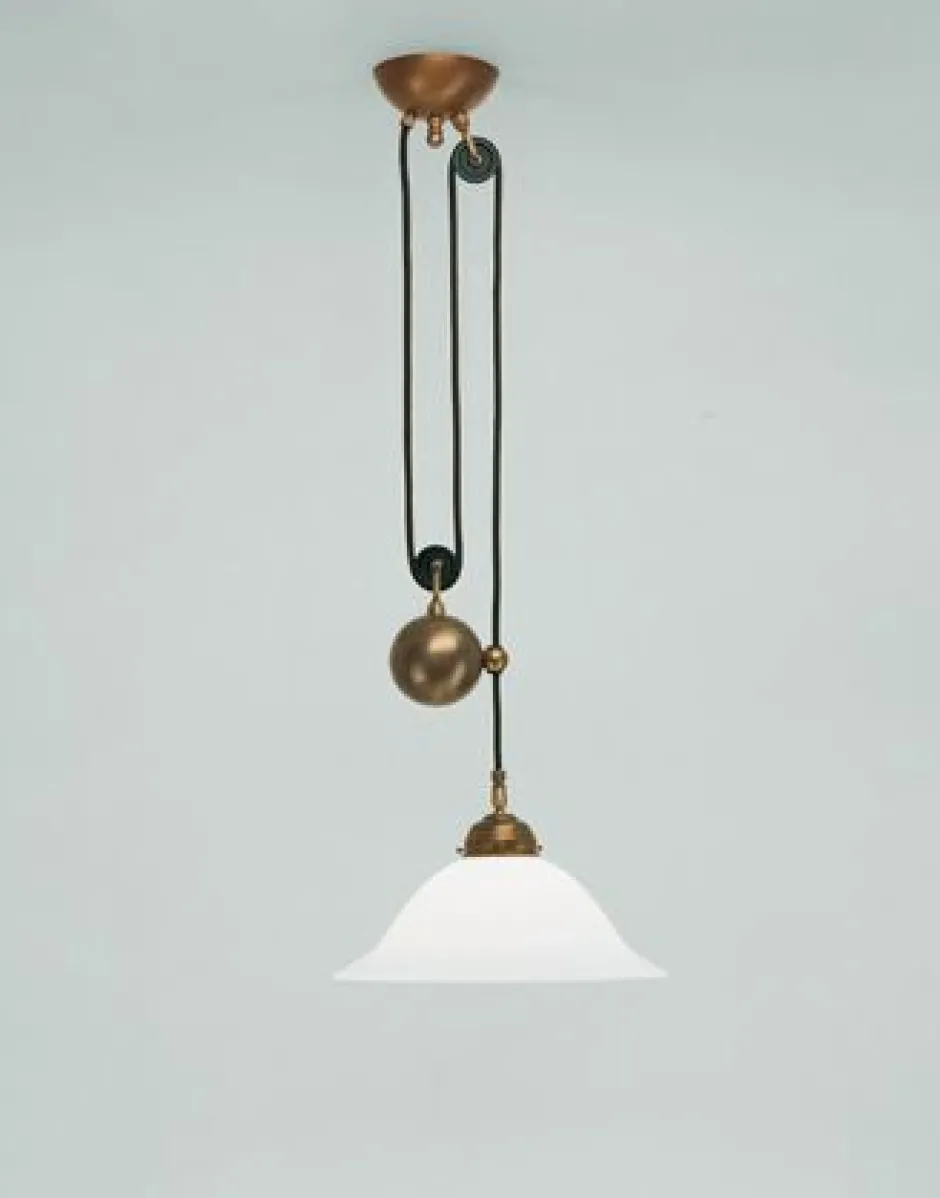 Hängelampen|Bürolampen*Berliner Messingleuchten Pendelleuchte Messing Glas E27 L:30 cm gemütlich