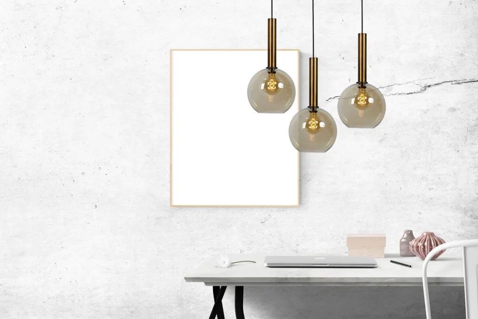 Hängelampen|Kugellampen*Masterlight Pendelleuchte Messing Schwarz Ø 25 cm Kugel Glas Metall