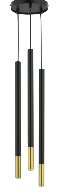 Moderne Lampen|Messinglampen*Sigma Pendelleuchte Messing Schwarz Gold G9 16 cm 3-flammig