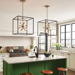 Elstead Pendelleuchte Metall B: 51 cm Messing Schwarz 12x E14< Bürolampen|Wohnzimmerlampen