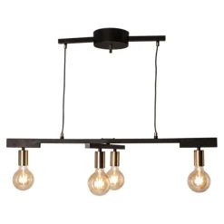Hängelampen|Wohnzimmerlampen*By Rydéns Pendelleuchte Metall E27 4-flammig 90 cm breit Schwarz Messing