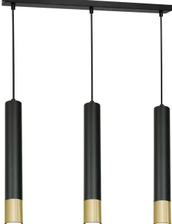 Hängelampen|Esszimmer Lampen*Luminex Pendelleuchte Metall 3-flammig Schwarz Gold GU10 Modern