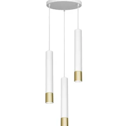 Luminex Pendelleuchte Metall 3-flammig rund Weiß Gold LIADAN< Hängelampen|Esszimmer Lampen