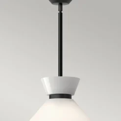 Elstead Pendelleuchte Metall Glas D: 35,8 cm rund Schwarz Weiß< Hängelampen|Esszimmer Lampen