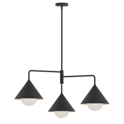 Hängelampen|Esszimmer Lampen*Elstead Pendelleuchte Metall Glas Schwarz 96,5 cm breit 3-flammig E27
