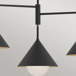 Hängelampen|Esszimmer Lampen*Elstead Pendelleuchte Metall Glas Schwarz 96,5 cm breit 3-flammig E27