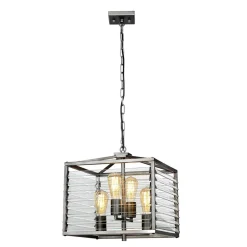 Hängelampen|Bürolampen*Elstead Pendelleuchte Metall Glas B: 39,4 cm Gunmetal Grau 4x E27