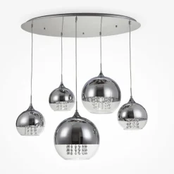 Hängelampen|Esszimmer Lampen*Maytoni Pendelleuchte Metall Glas H: max. 95 cm Nickel E27 JOY