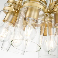 Hängelampen|Bürolampen*Elstead Pendelleuchte Metall Glas 6x E27 in Messing verstellbar