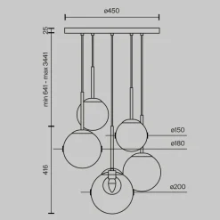 Maytoni Pendelleuchte Metall Glas G9 Ø 58 cm H: max. 344,1 cm< Hängelampen|Bürolampen
