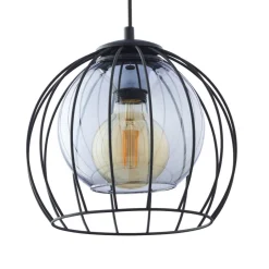 TK Lighting Pendelleuchte Metall Glas Ø 26 cm Schwarz Grau E27< Küchenlampen|Kugellampen