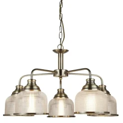 Hängelampen|Wohnzimmerlampen*Searchlight Pendelleuchte Metall Glas Ø 58 cm Jugendstil in Messing antik