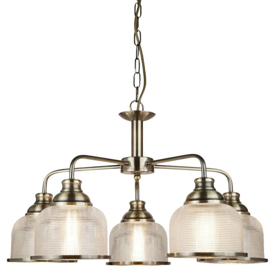 Hängelampen|Wohnzimmerlampen*Searchlight Pendelleuchte Metall Glas Ø 58 cm Jugendstil in Messing antik