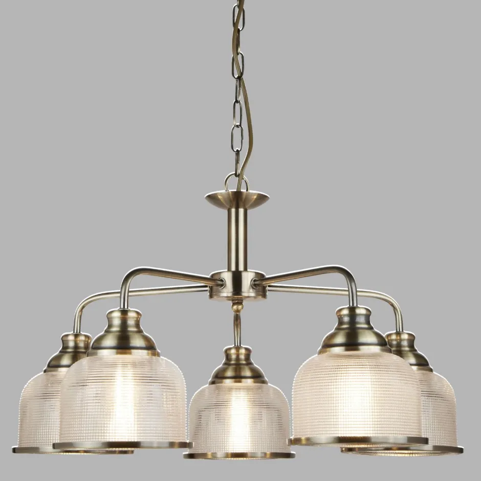 Hängelampen|Wohnzimmerlampen*Searchlight Pendelleuchte Metall Glas Ø 58 cm Jugendstil in Messing antik