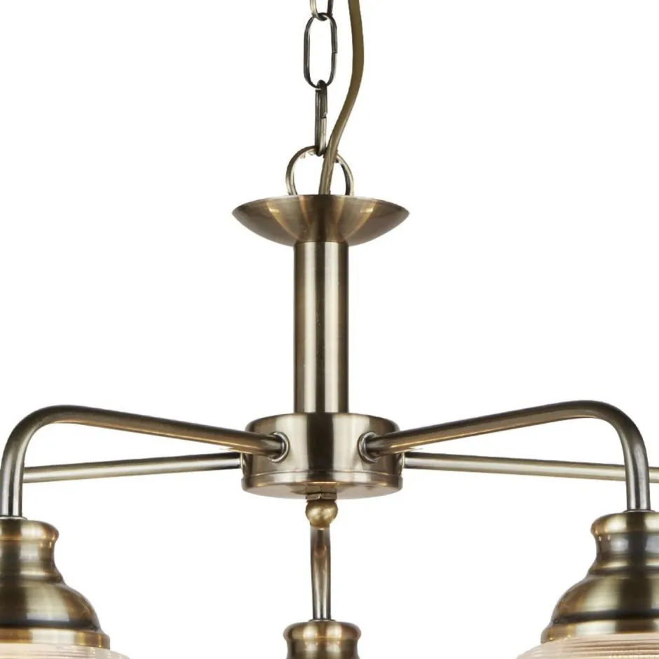 Hängelampen|Wohnzimmerlampen*Searchlight Pendelleuchte Metall Glas Ø 58 cm Jugendstil in Messing antik