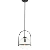 Hängelampen|Bürolampen*Elstead Pendelleuchte Metall Glas E27 rund D: 28,9 cm Schwarz