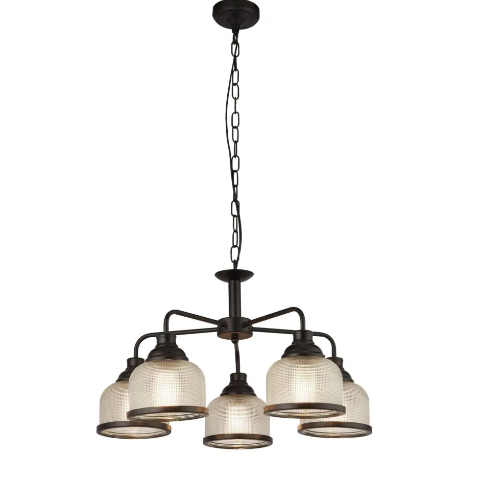 Hängelampen|Esszimmer Lampen*Searchlight Pendelleuchte Metall Glas Ø 58 cm Schwarz Klar Vintage