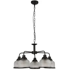 Hängelampen|Esszimmer Lampen*Searchlight Pendelleuchte Metall Glas Ø 58 cm Schwarz Klar Vintage